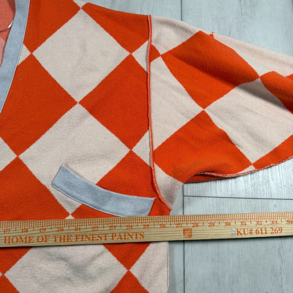 We The Free People Manny Checkered Oversized Cardigan Orange Womens XS Boho Cozy - Picture 11 of 12